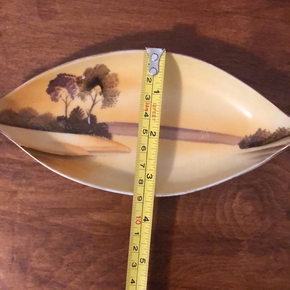Japan Porcelain Ceramic Dish Oblong Shape Island Sea Landscape - Picture 3 of 6